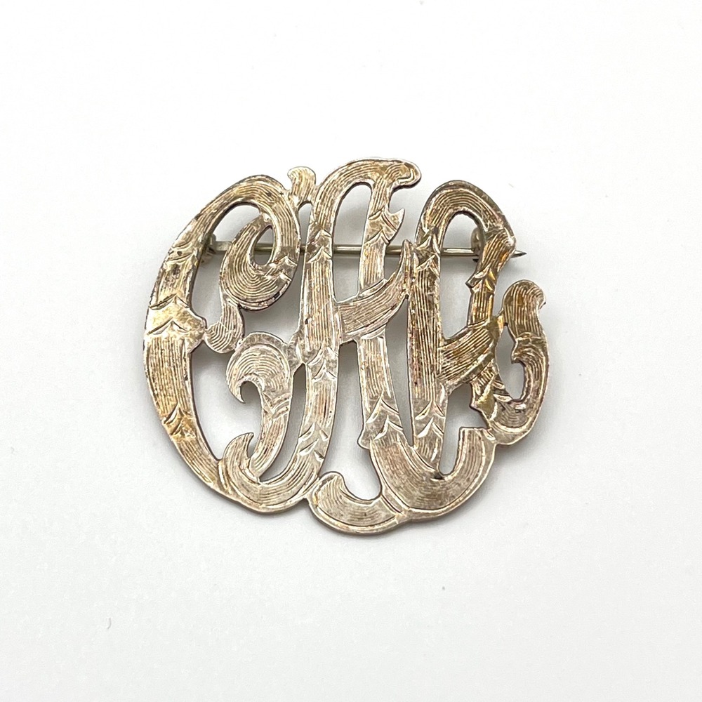 Vintage Sterling Silver Monogram Brooch CAA Sterling Basch Sterling Pin